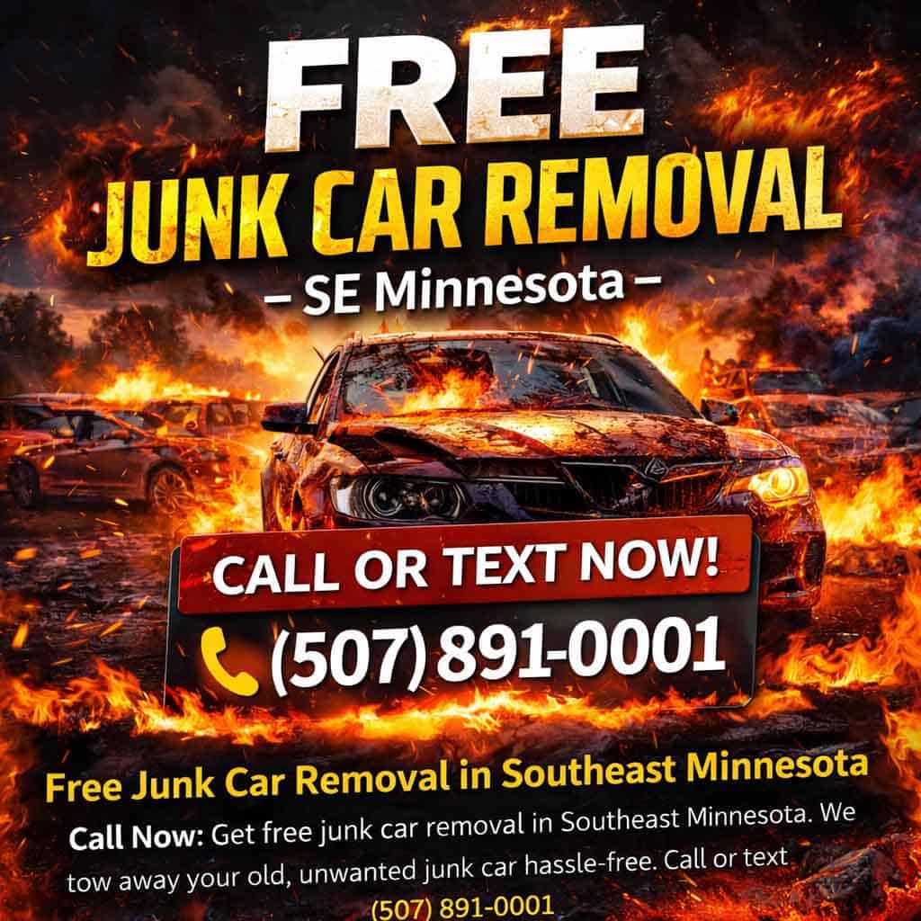Junk car pickup service in Byron MN with free vehicle removal