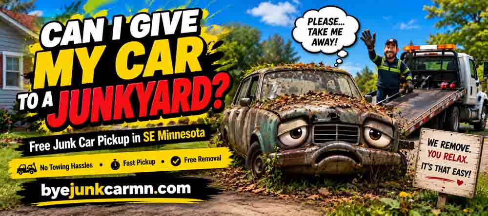 Old junk car being removed for free in Southeast Minnesota