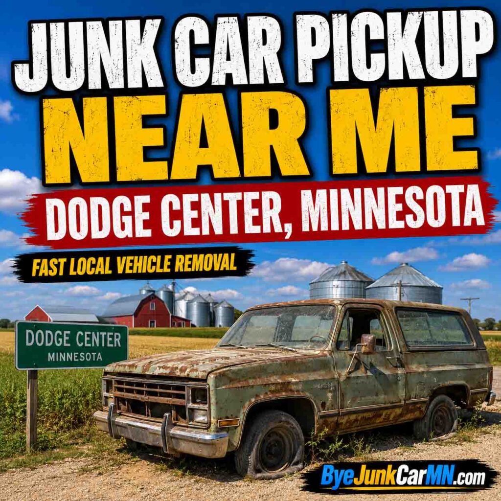 Junk car pickup near me in Dodge Center Minnesota with free local vehicle removal