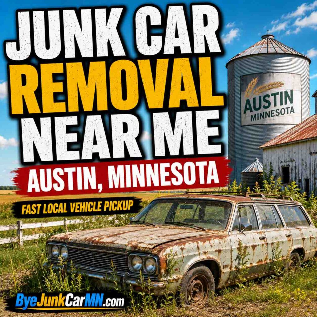 Junk car removal near me in Austin Minnesota with free local vehicle pickup