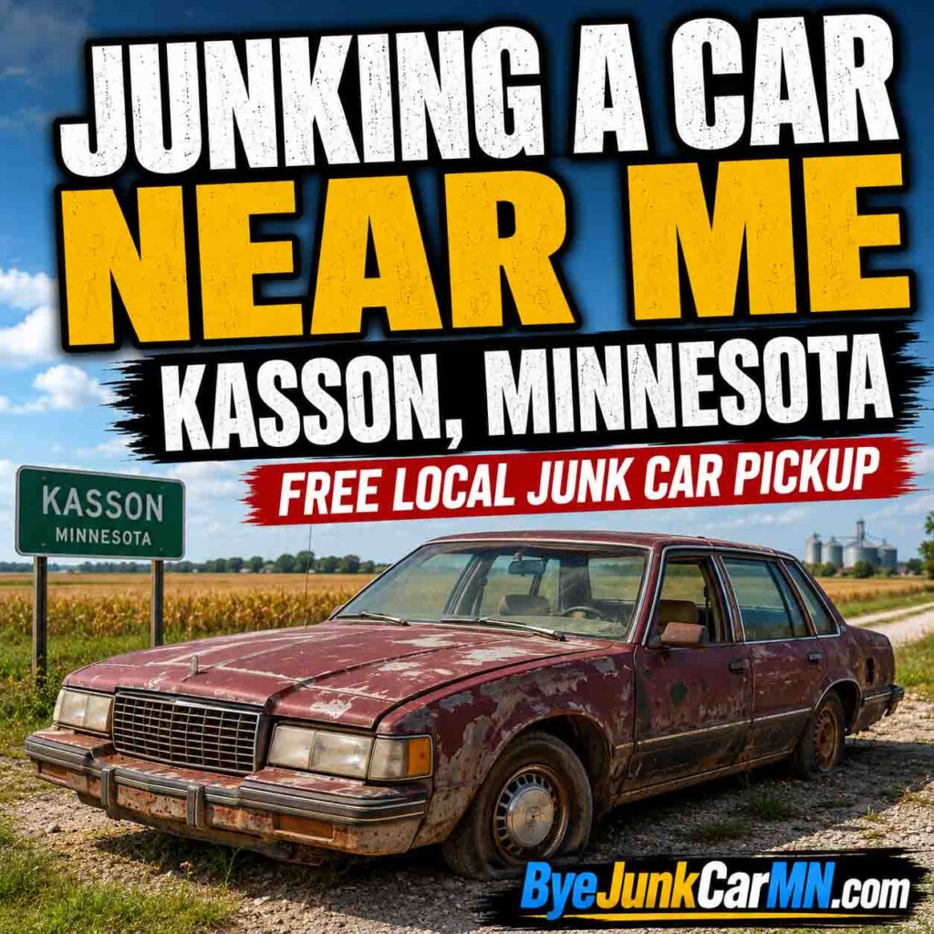 Junking a car near me in Kasson Minnesota with old unwanted junk vehicle