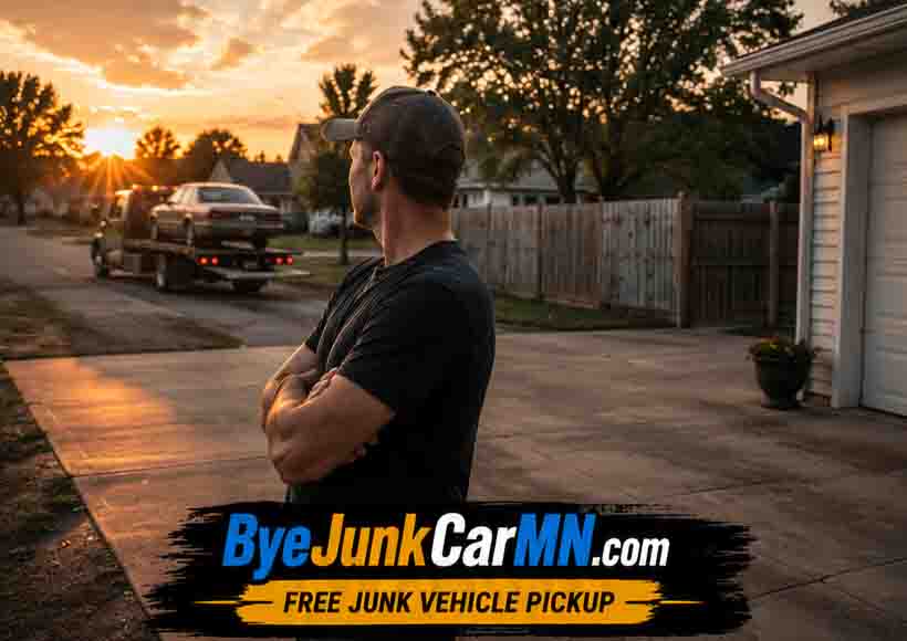 Homeowner relieved after free junk vehicle pickup service in Southeast Minnesota