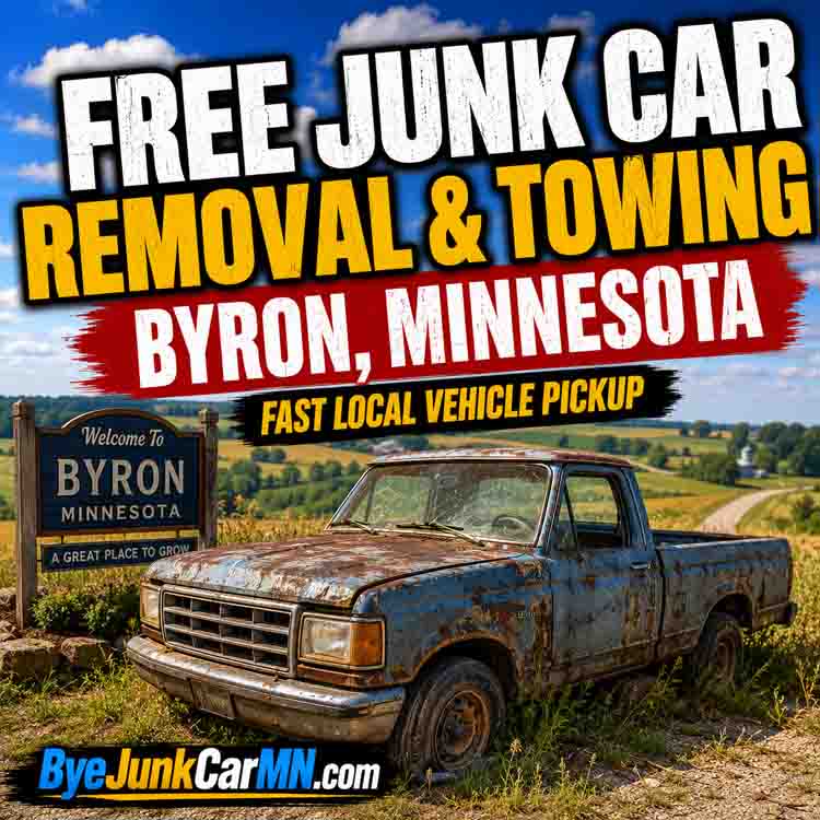 Free junk car removal and towing in Byron Minnesota with local vehicle pickup